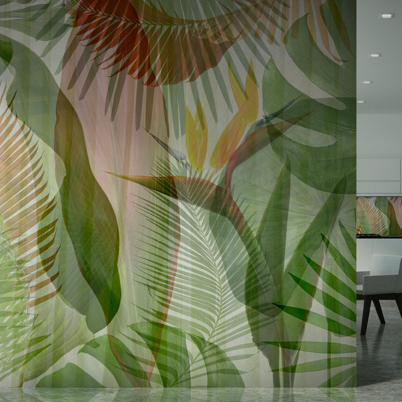 Green Leaves Textured Wallpaper - Alternative view 1