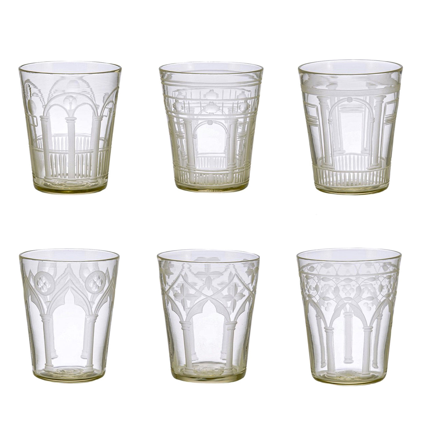 Set of 6 Antique Crystal Murano Palazzo Glasses - Alternative view 1