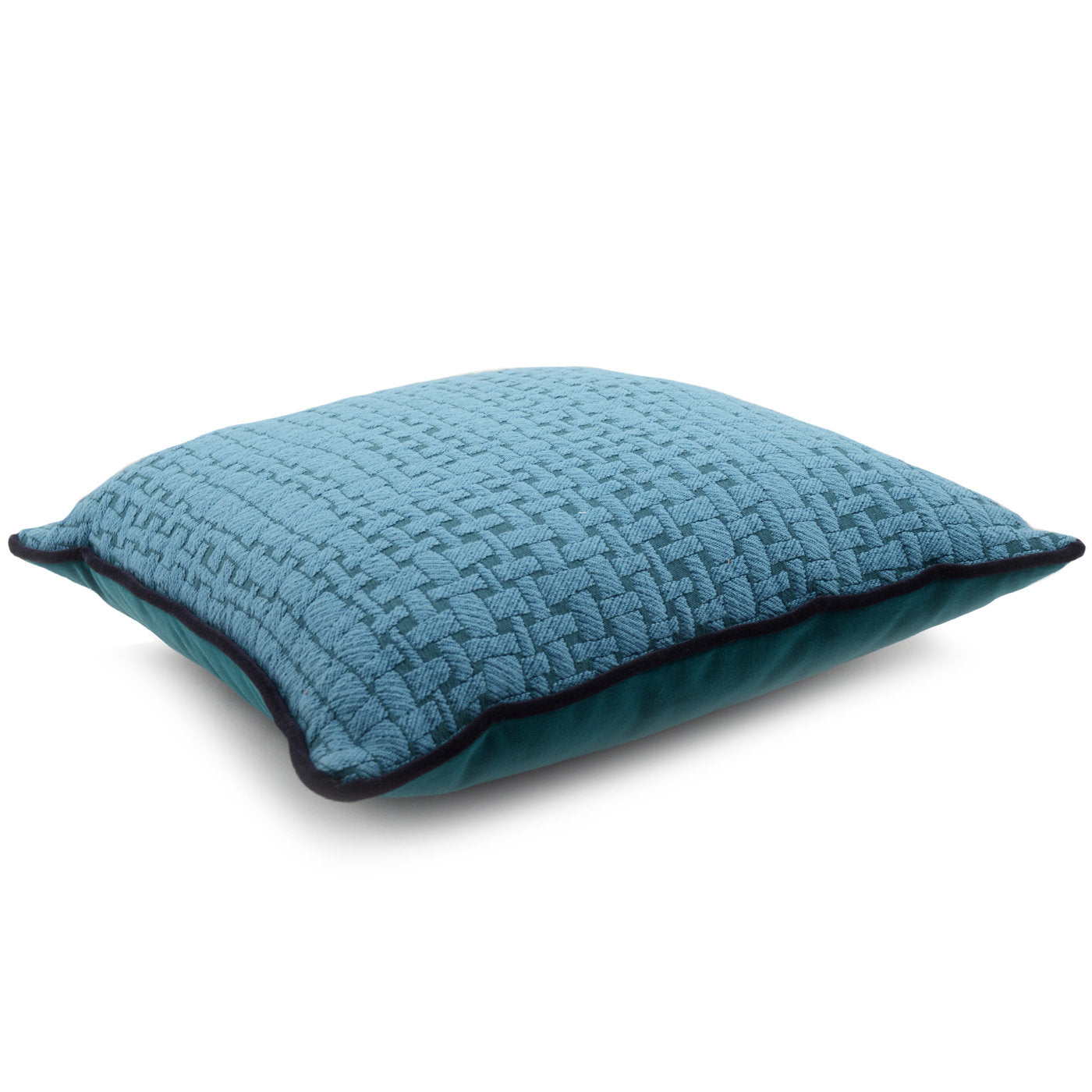 Light Blue Carré Cushion in geometric jacquard fabric - Alternative view 2