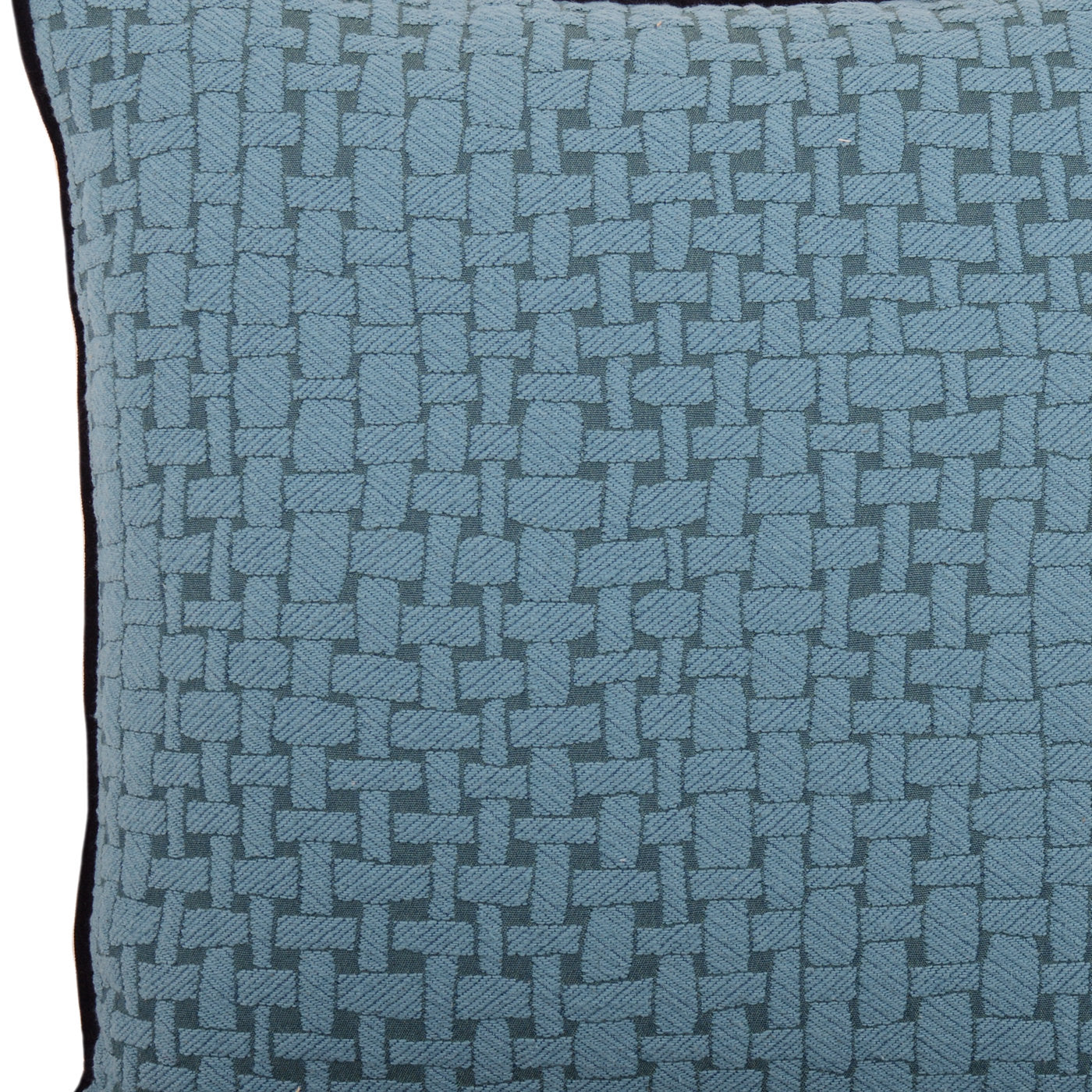 Light Blue Carré Cushion in geometric jacquard fabric - Alternative view 3