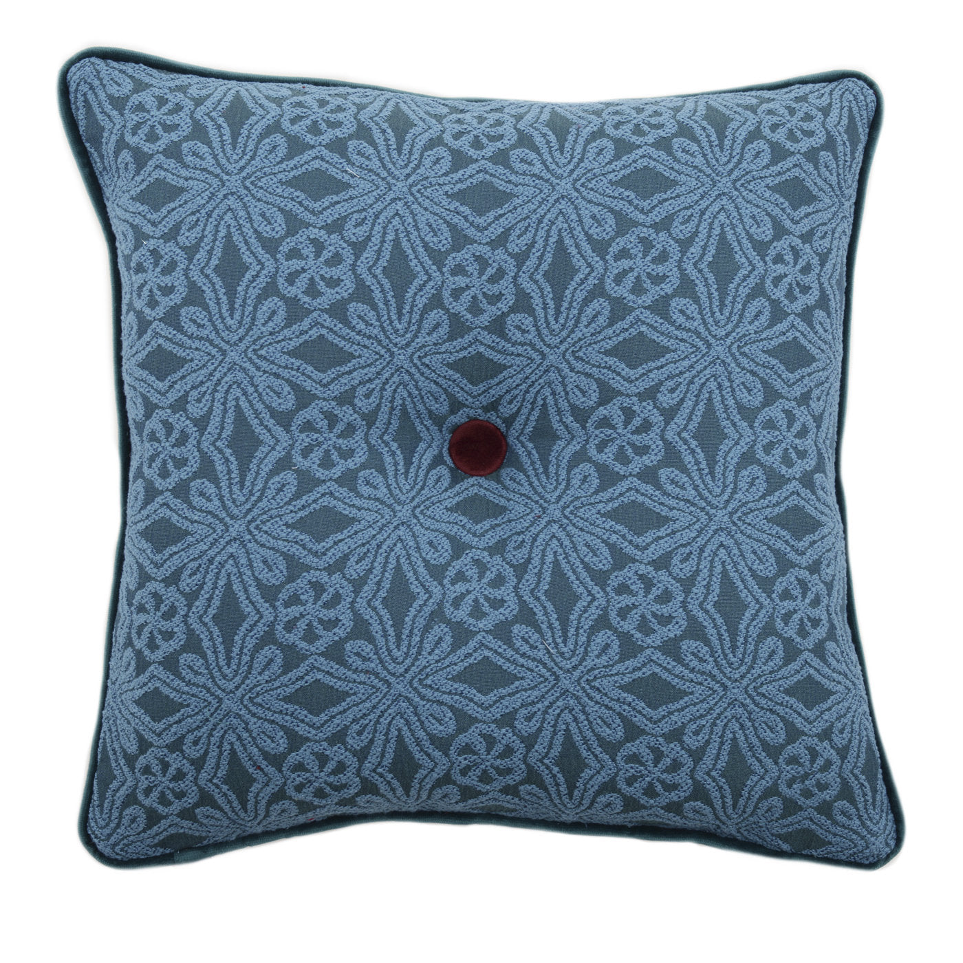 Light Blue Carré Cushion in floreal jacquard fabric - Main view