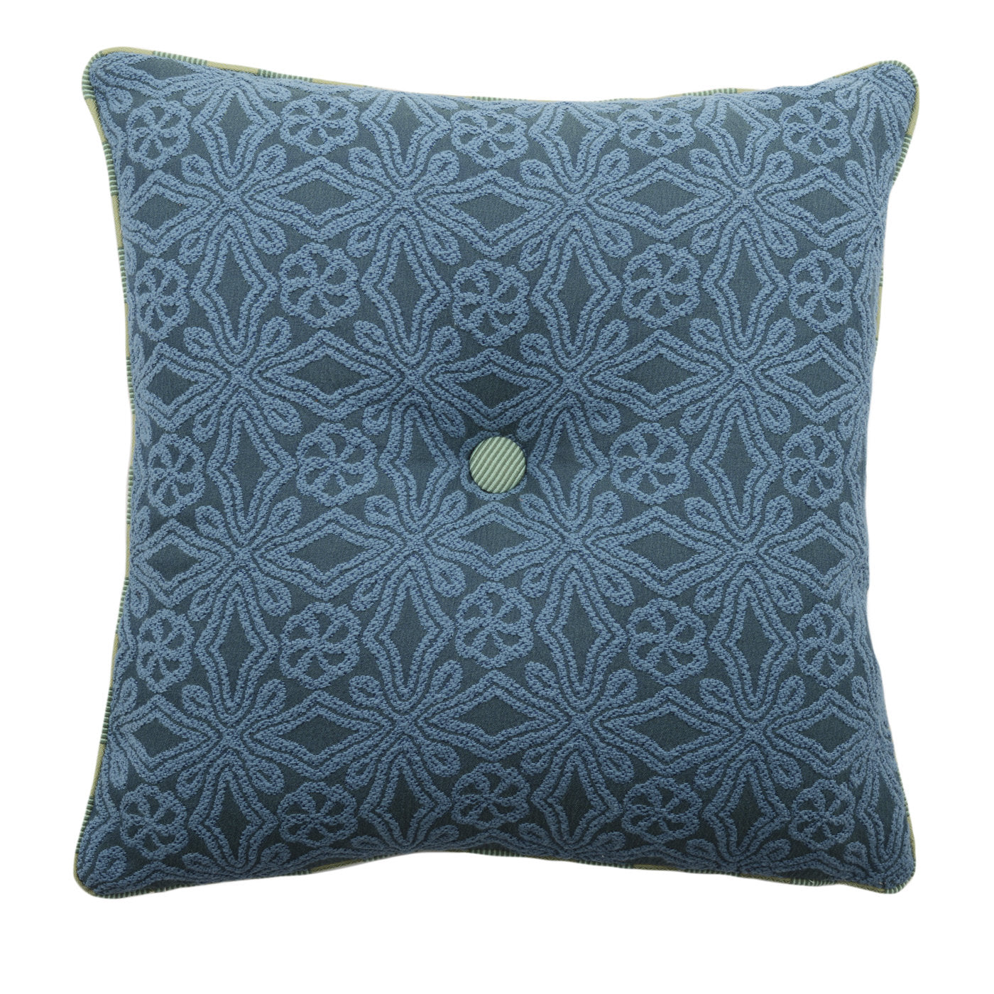 Light Blue Carré Cushion in floreal jacquard fabric - Main view