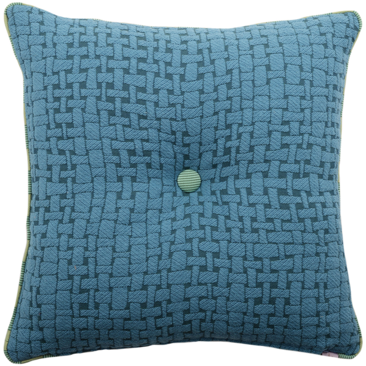 Light Blue Carré Cushion in floreal jacquard fabric - Alternative view 1
