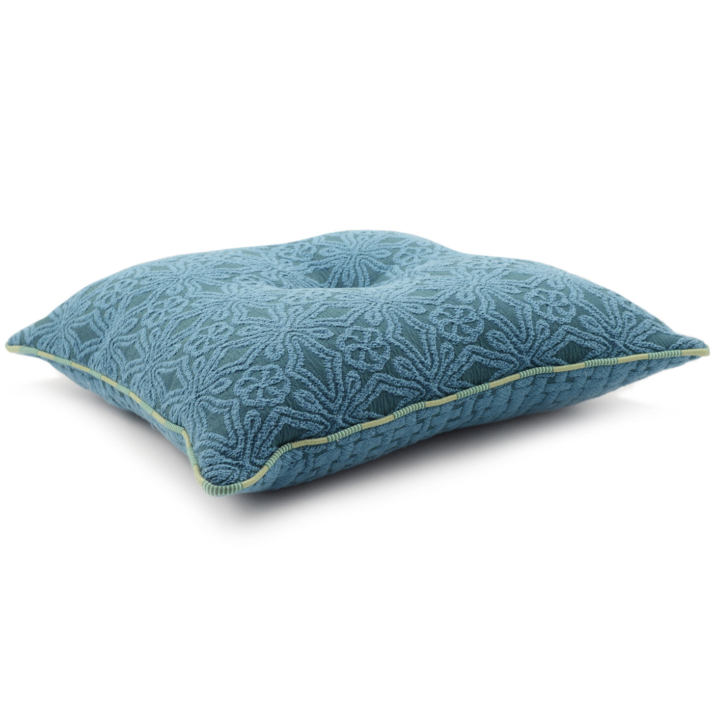 Light Blue Carré Cushion in floreal jacquard fabric - Alternative view 2