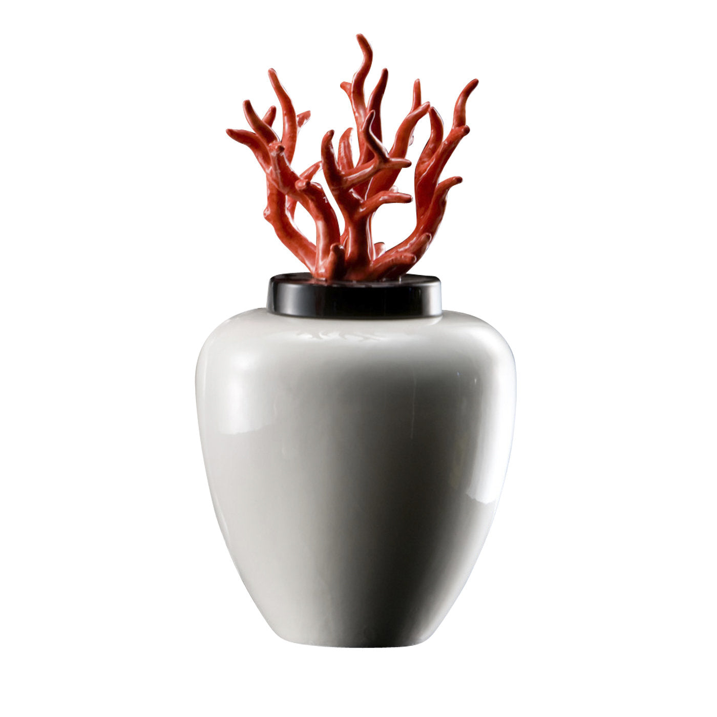 Mittlere weiße Corallo-Vase - Hauptansicht