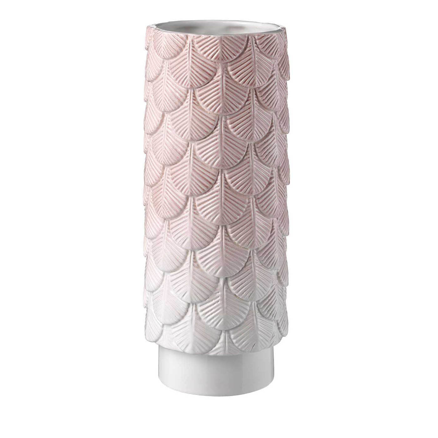 Vase mit weißem und rosa Federkleid - Hauptansicht