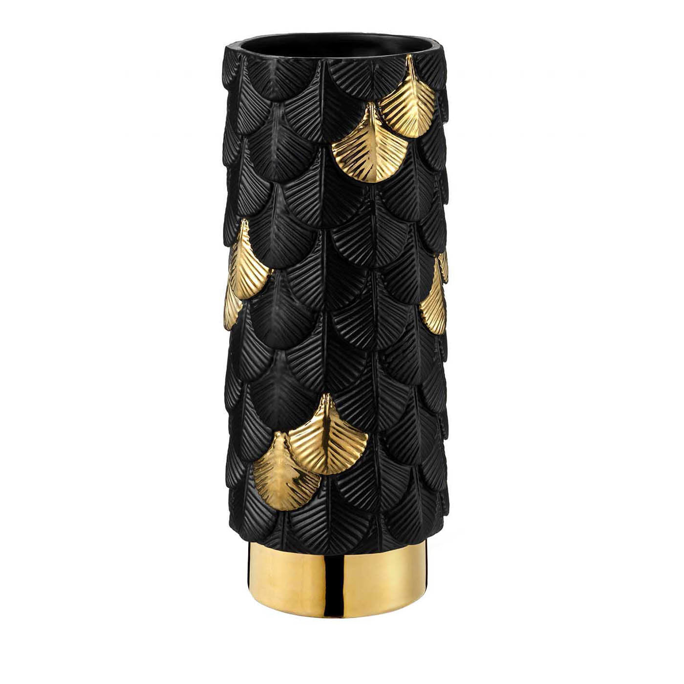 Black Plumage Vase with 24K Gold - Main view