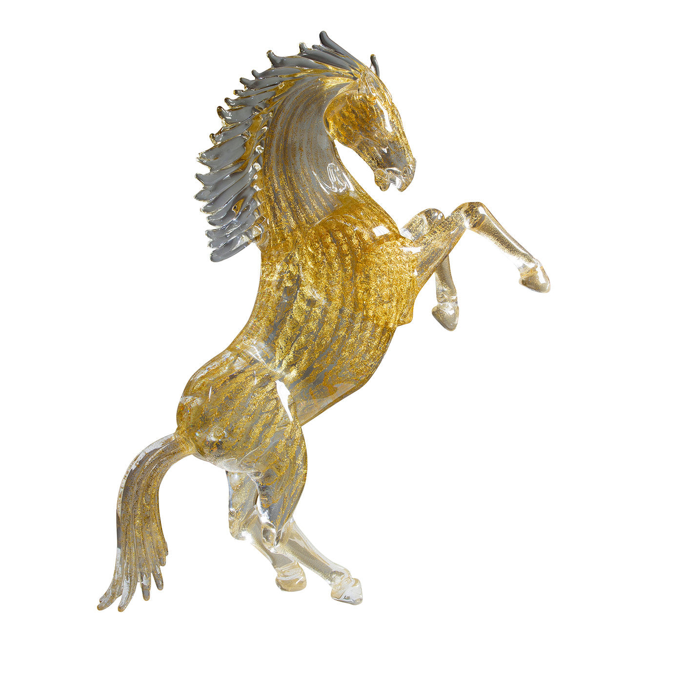 Large Gold Glass Rearing Horse - Main view