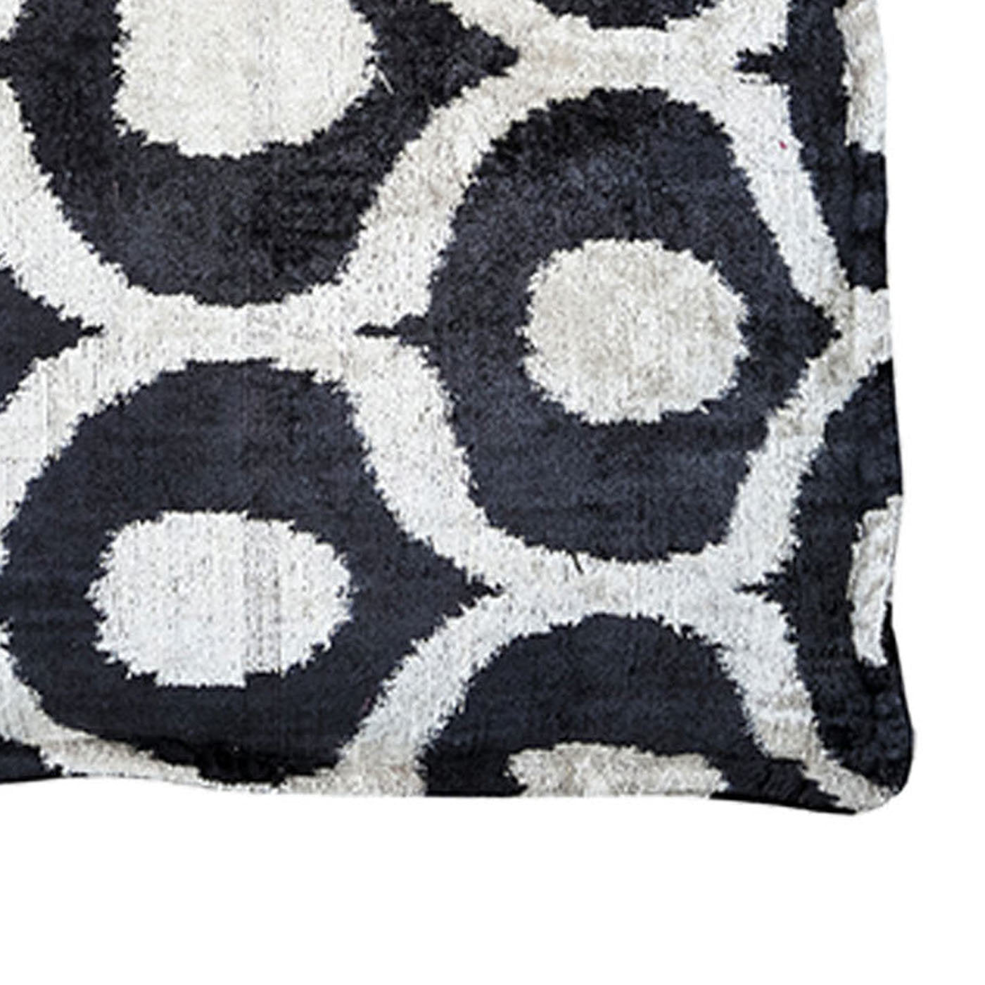 Silk Velvet Floor Cushion in Black and White - Alternative view 1