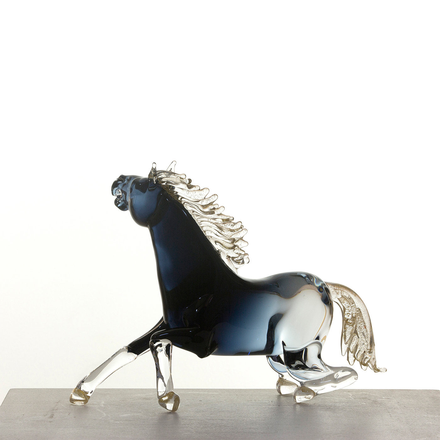 Large Black Glass Sitting Horse - Alternative view 1