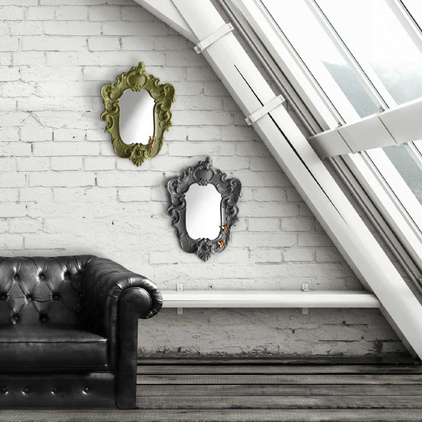Grey Baroque Style Butterfly Mirror - Alternative view 5