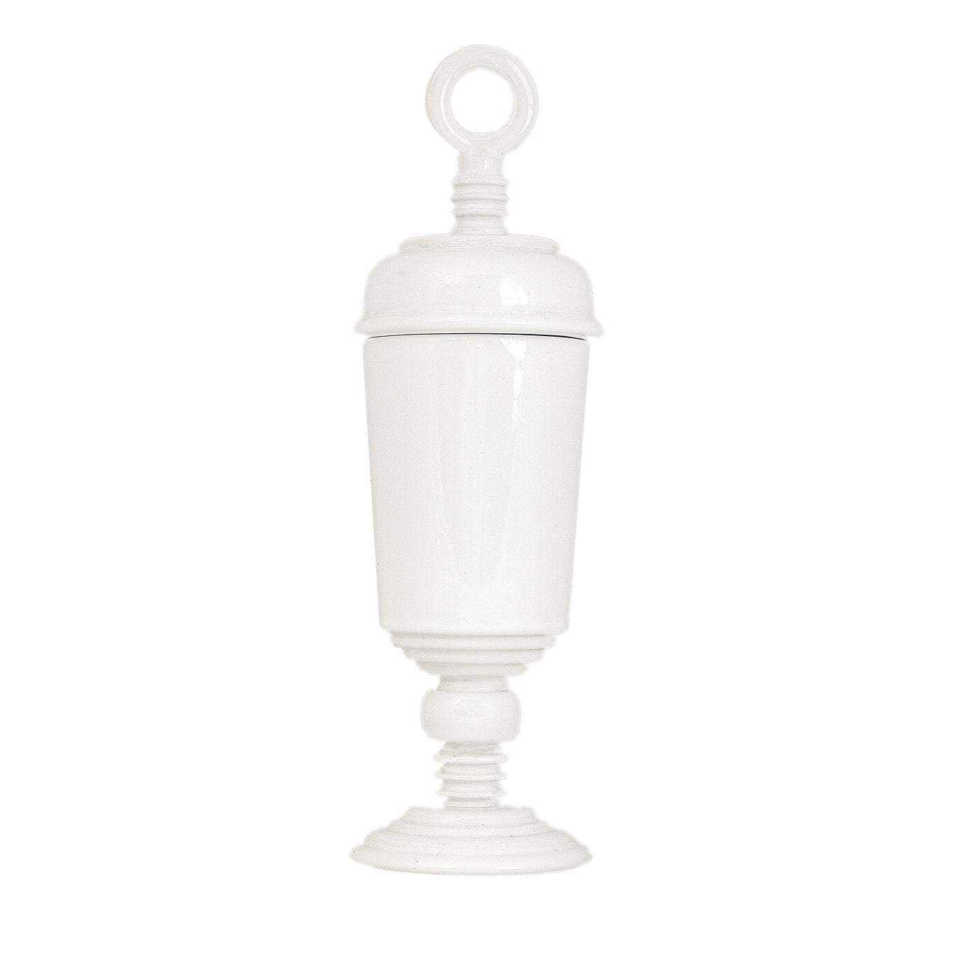 Kanopì 3 Weiße Vase mit Deckel - Hauptansicht