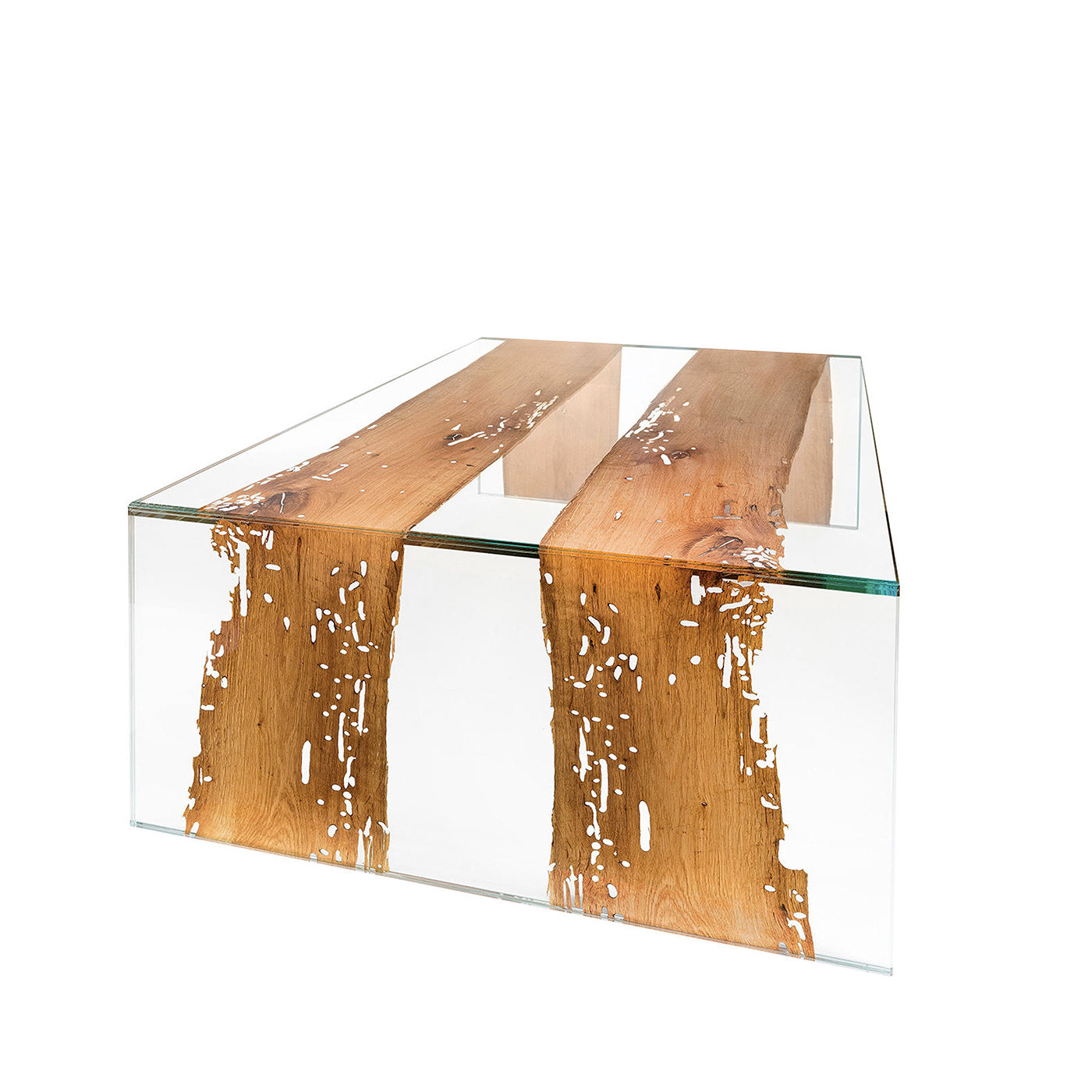Mesa baja rectangular de cristal y madera Venezia - Vista principal