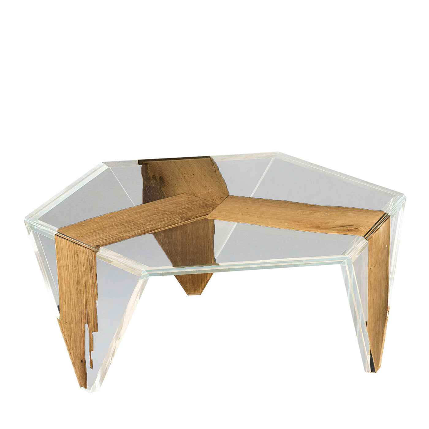 Ruche Venezia Glass and Wood Low Coffee Table - Main view
