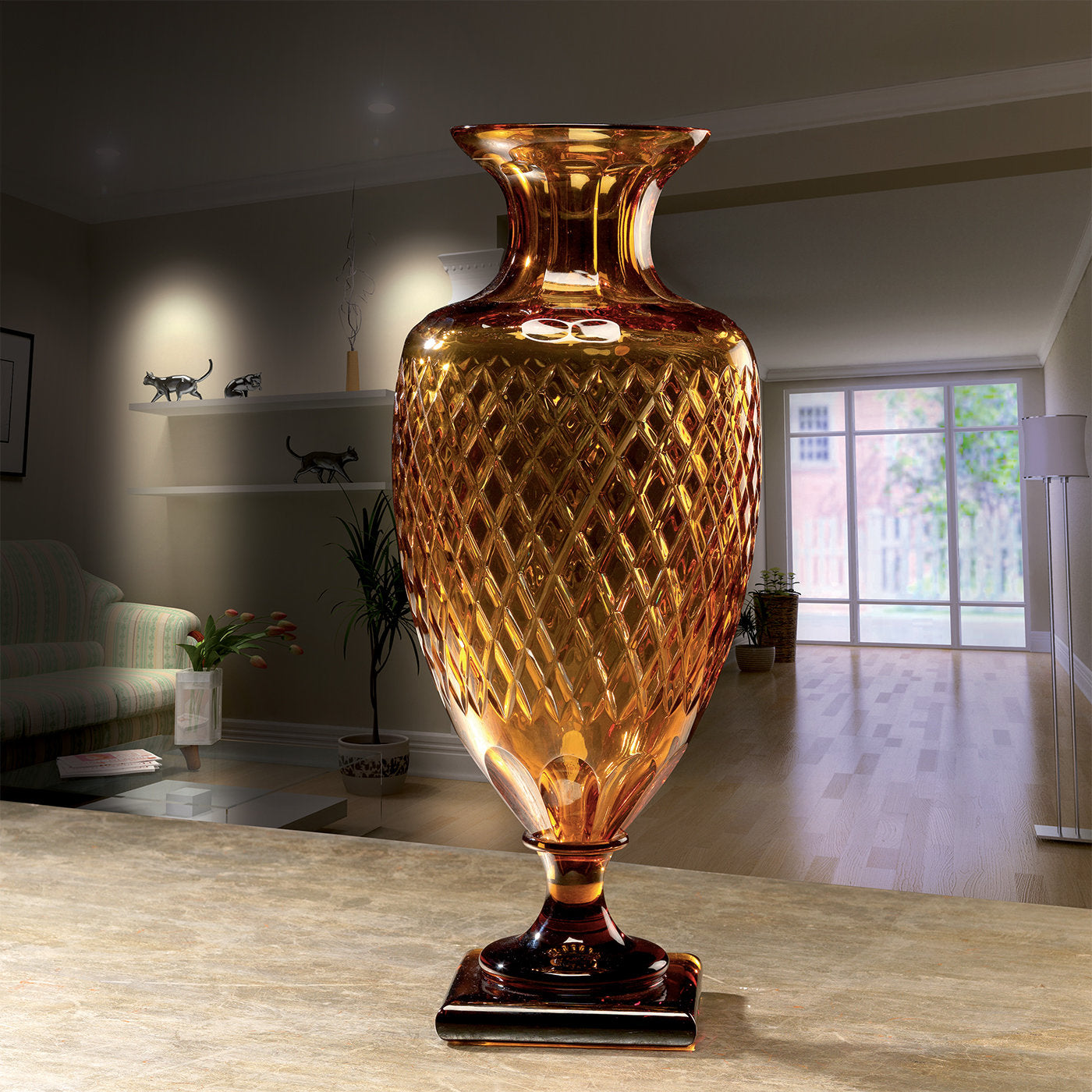 Amphora Crystal Vase in Amber - Alternative view 1