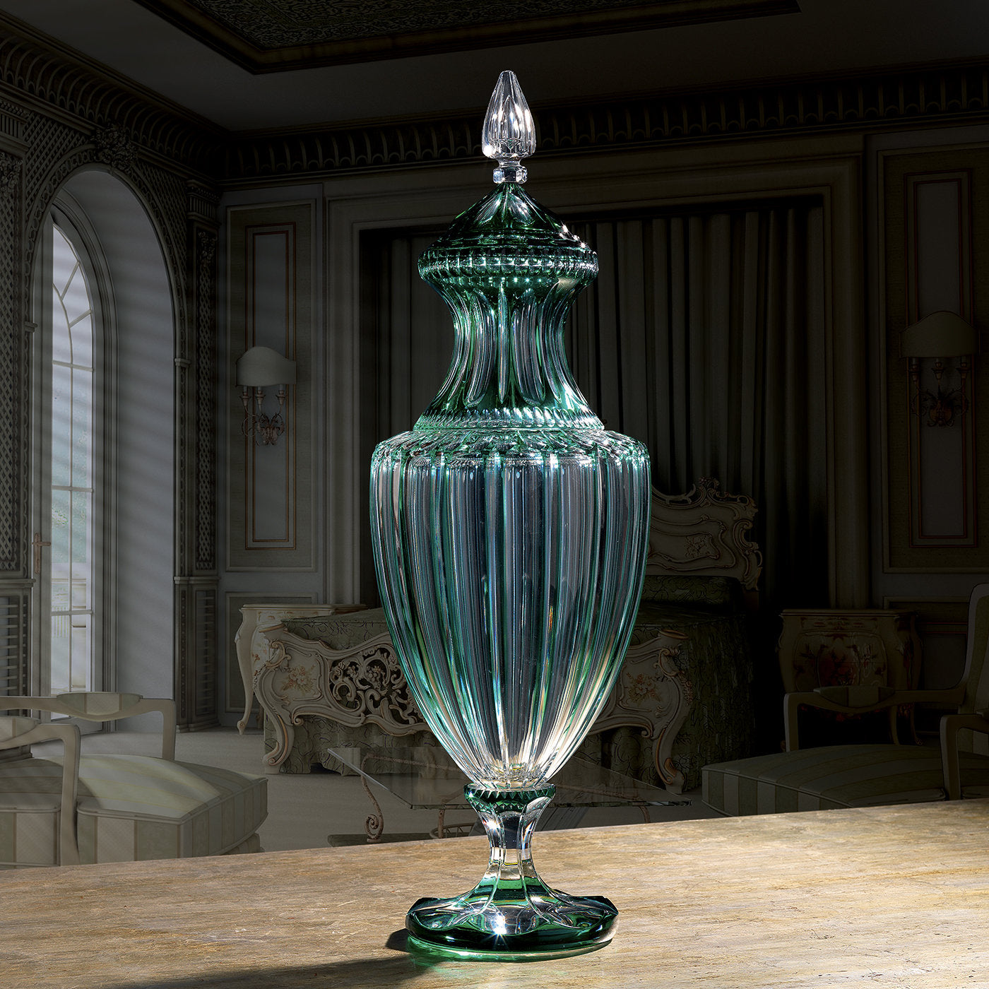 Amphora Crystal Vase in Clear and Green - Alternative view 1