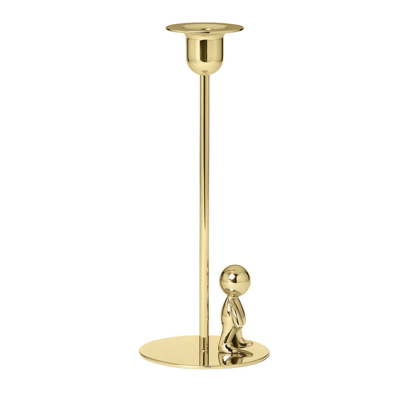 Omini Walkman Tall Candlestick in Polished Brass By Stefano Giovannoni - Main view