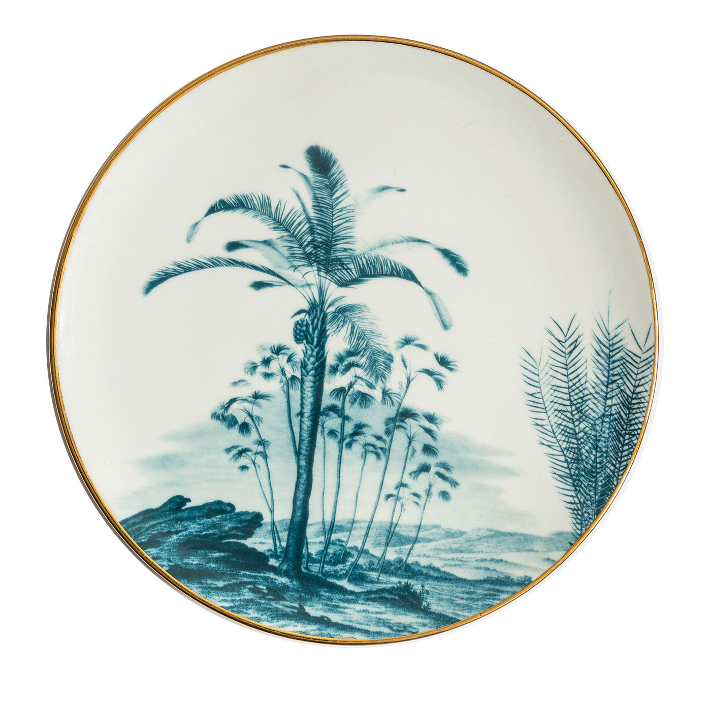 Las Palmas Plato de Porcelana con Azul Tropical Lendscape #2 - Vista principal
