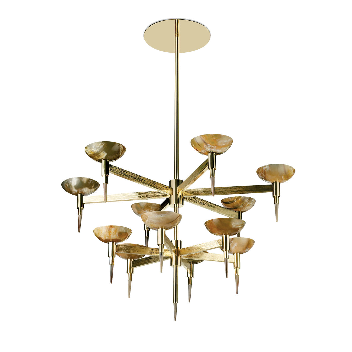 Brass and Horn Chandelier - Main view