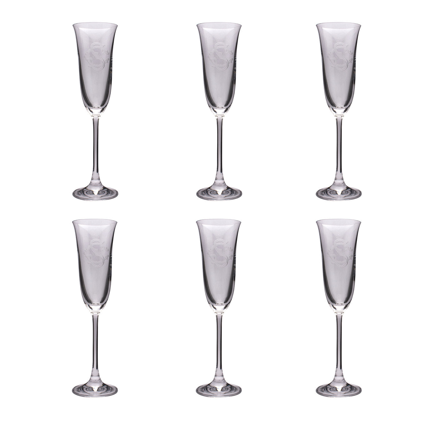 Set of 6 Champagne Flutes with Monogram - Alternative view 1