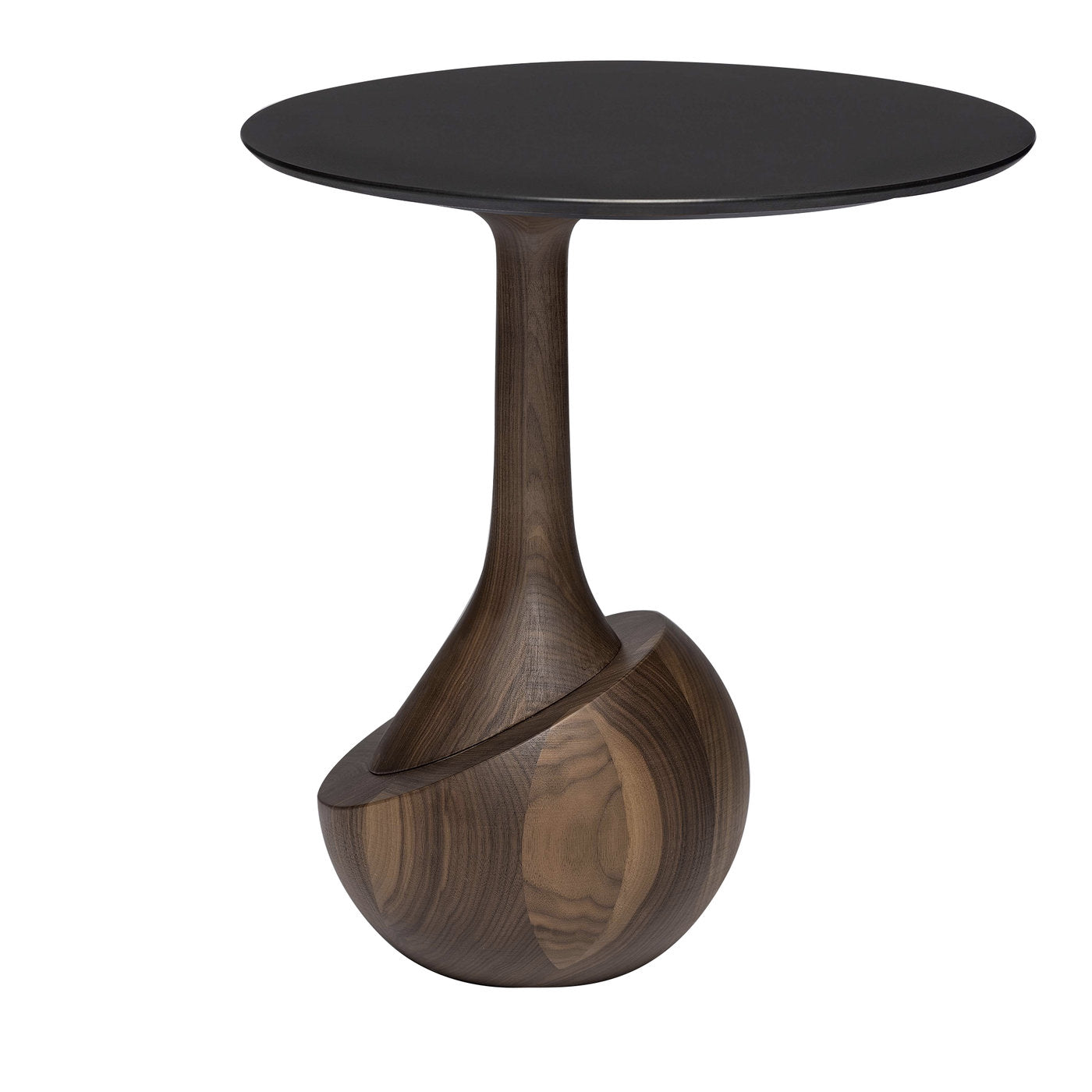 Achille Round Dark Walnut Wood Contemporary Side Table - Main view