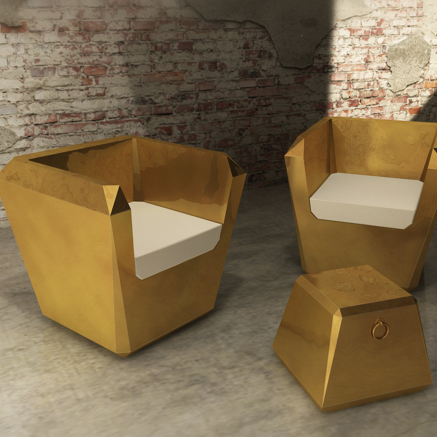 Poltrona Lingotto Gold con braccioli di Garilab di Piter Perbellini - Vista alternativa 1