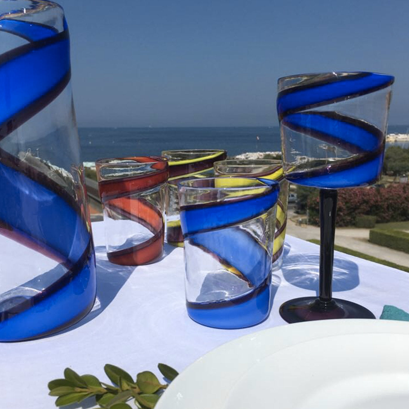 Vortex Set of Stem Glass and Glass in Blue/Purple - Alternative view 1
