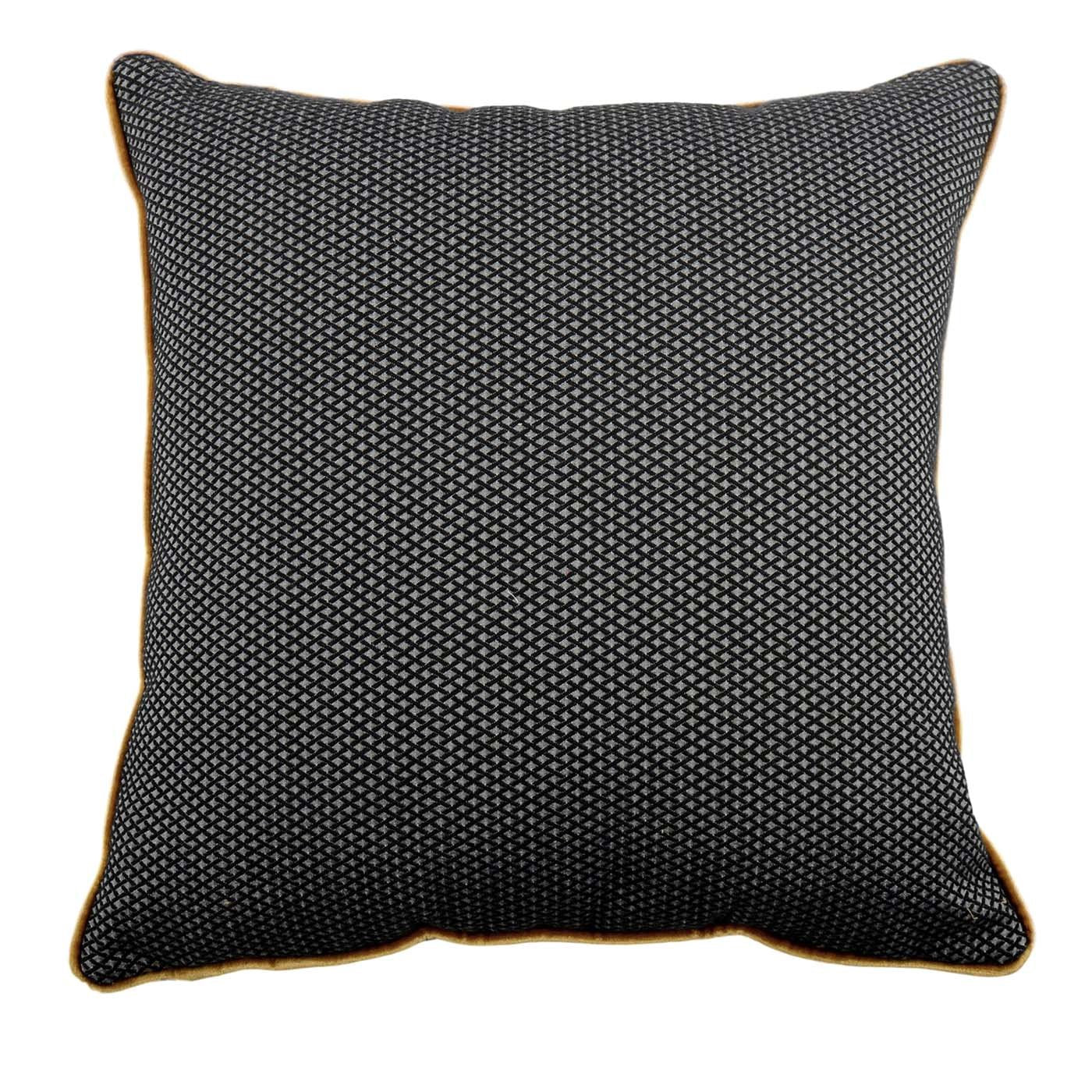 Black Grey Carré Cushion in false unit jacquard fabric - Main view