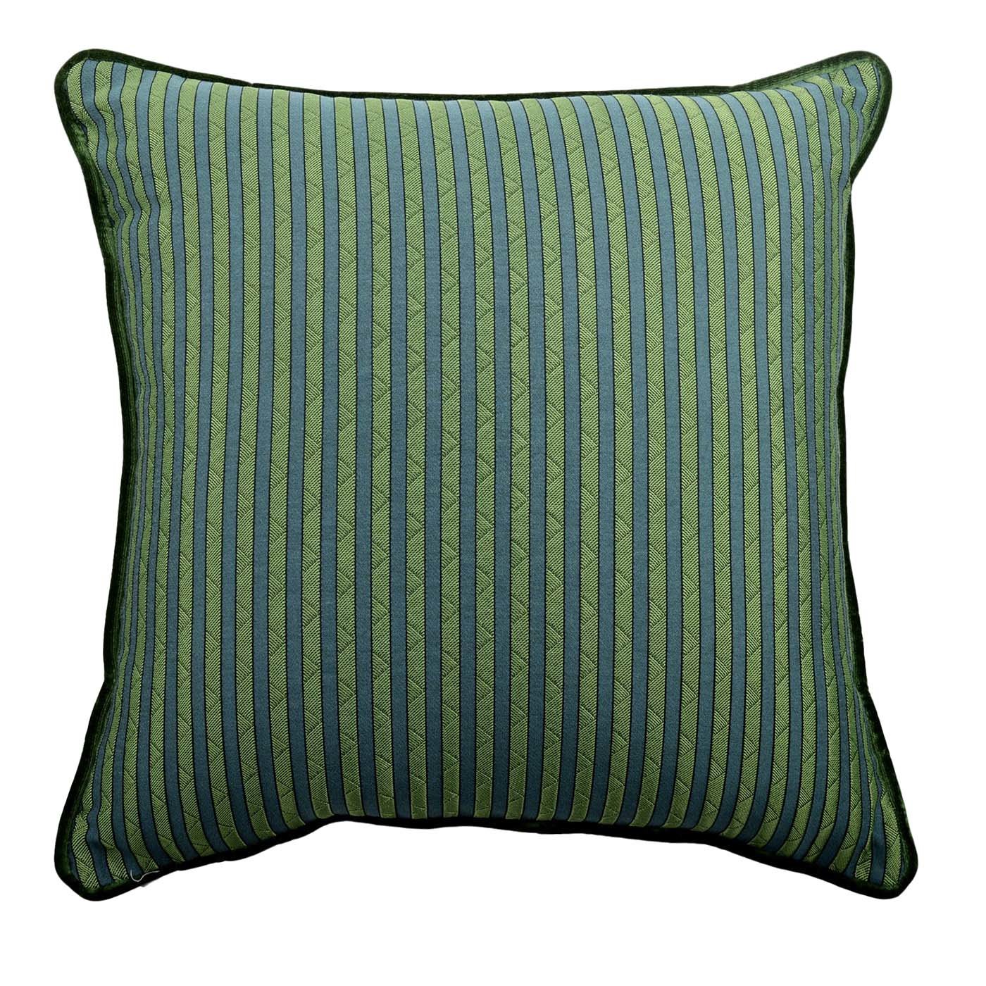 Emerald Carré Cushion in striped jacquard fabric - Main view