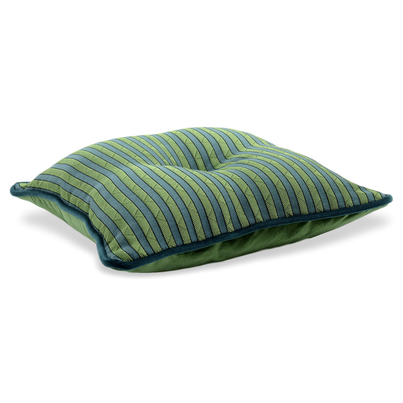 Emerald Carré Cushion in striped jacquard fabric and silk velvet - Alternative view 2