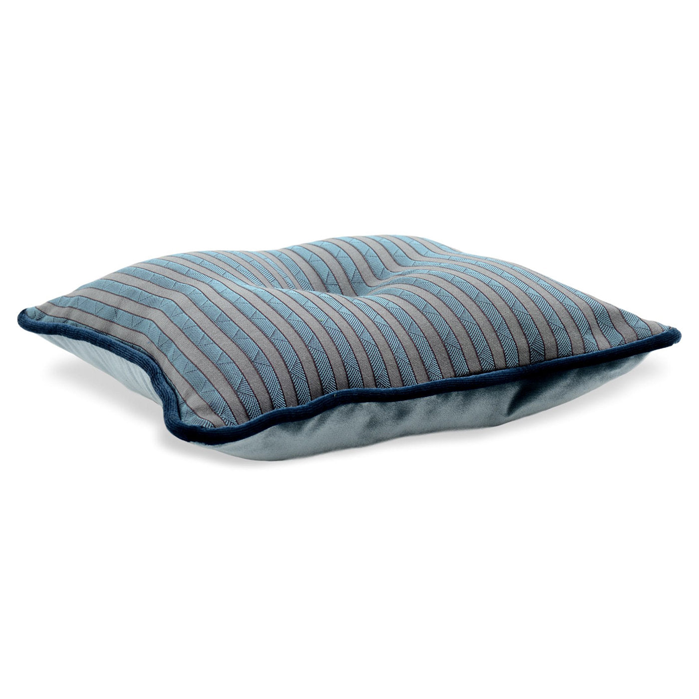 Blue-Grey Carré Cushion in striped jacquard fabric - Alternative view 2