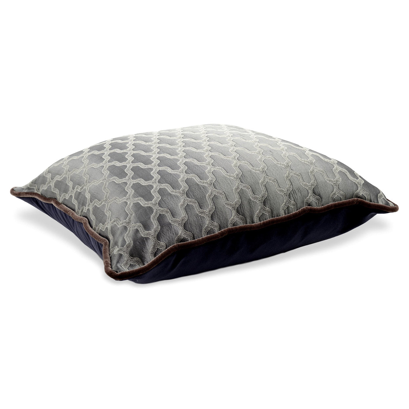 Grey Carrè Cushion in jacquard fabric and Silk Velvet - Alternative view 2