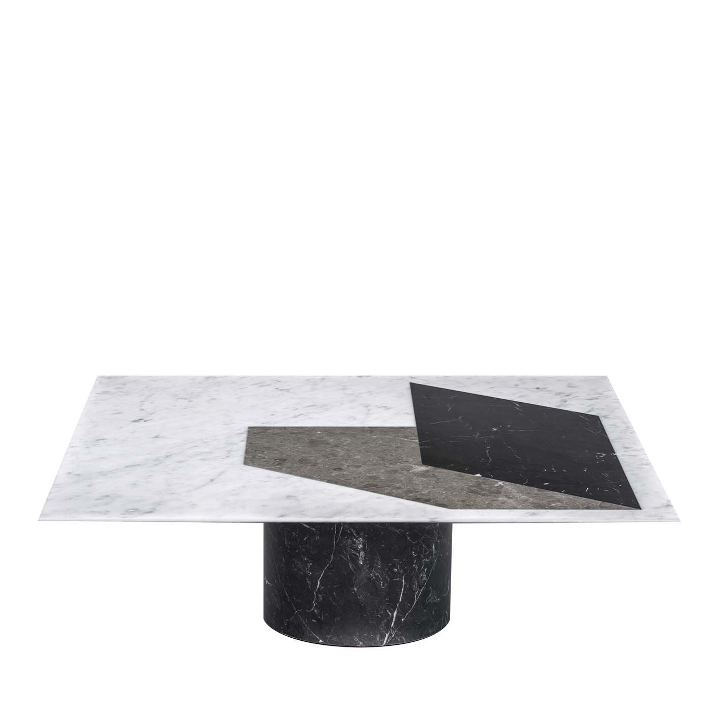 Tavolino Proiezioni Square in marmo bianco e nero di Elisa Ossino - Vista principale