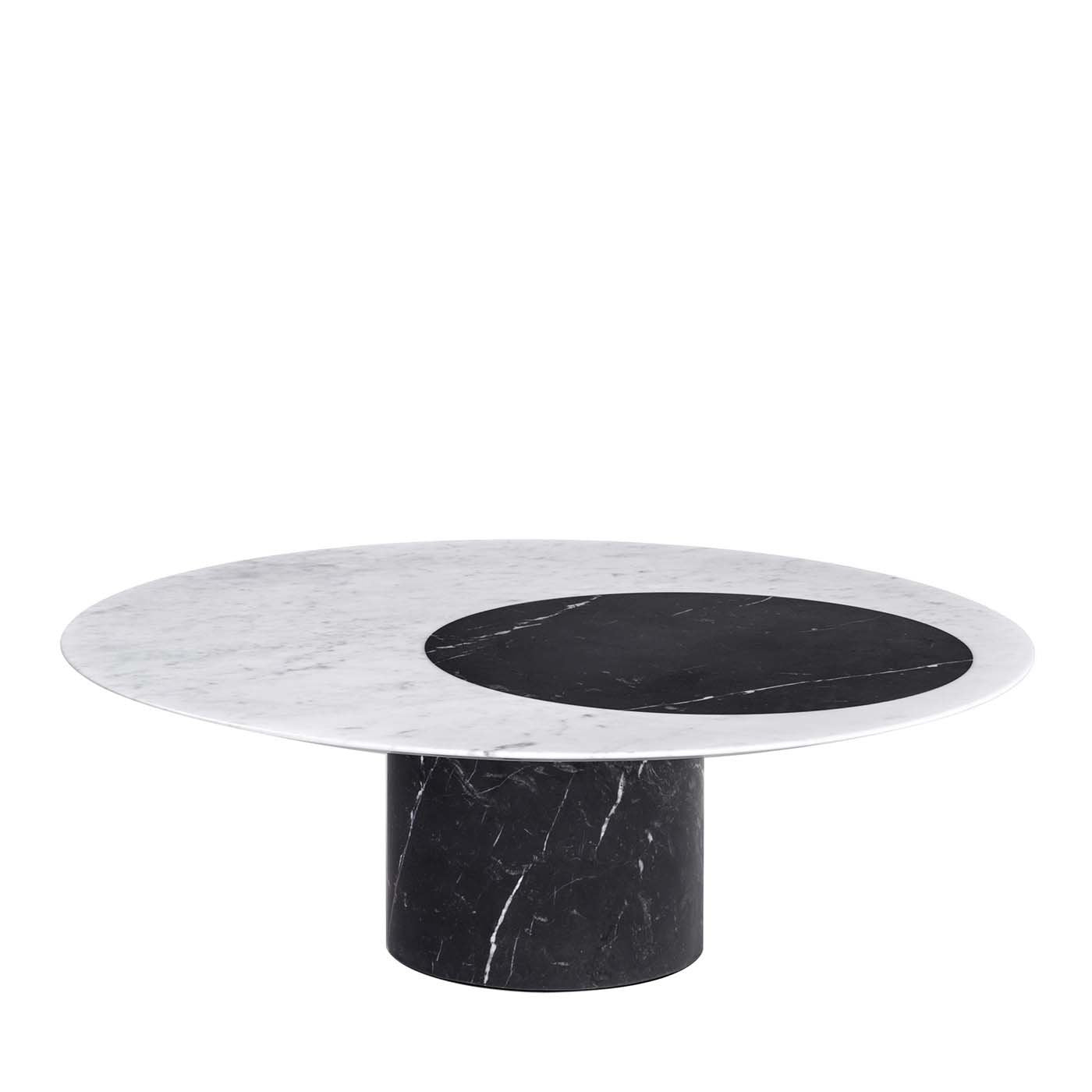 Mesa baja redonda de mármol blanco y negro Proiezioni by Elisa Ossino - Vista principal
