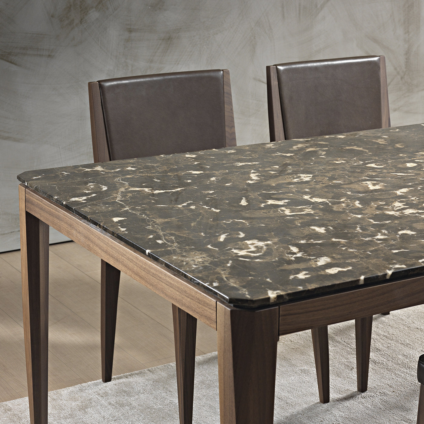 Cut Dining Table with Emperador Marble Top - Alternative view 1