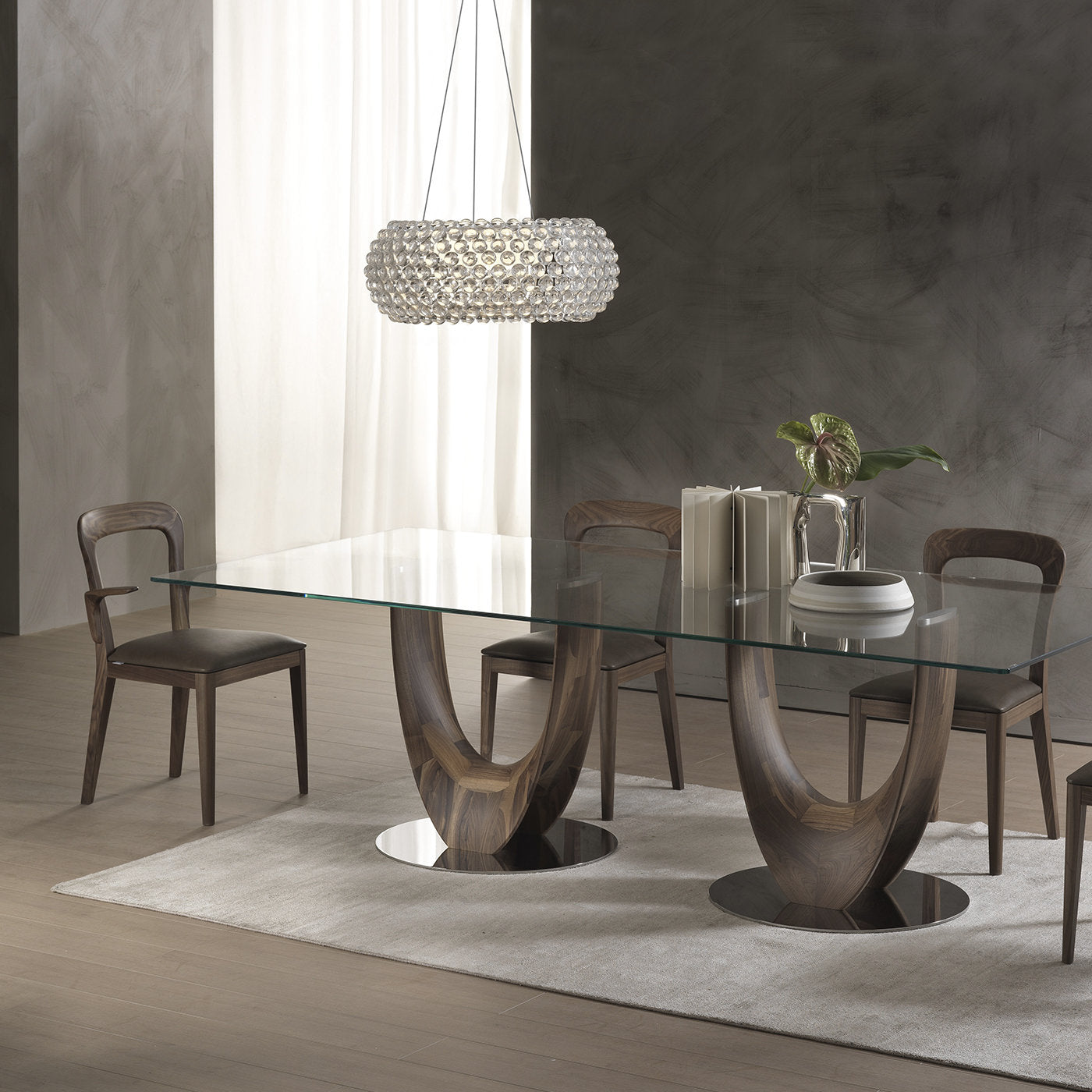 Axis Large Dining with Clear Glass Top Table by Stefano Bigi - Alternative view 1