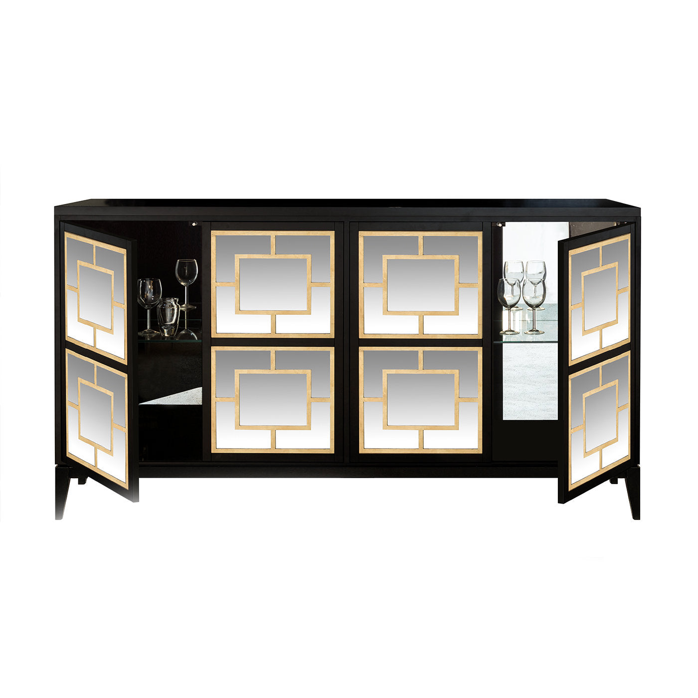 Zoe Sideboard with Mirror Decorations with Tapered Legs - Alternative view 2