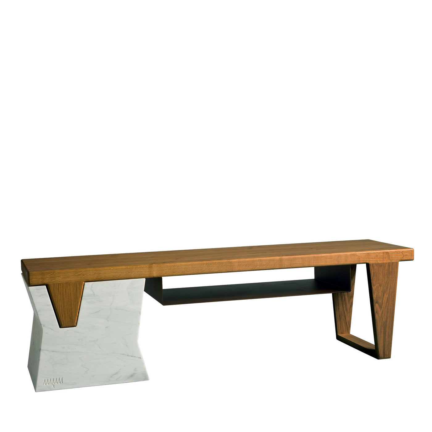Plaza Bench with Shelf by Paolo Salvadè - Main view