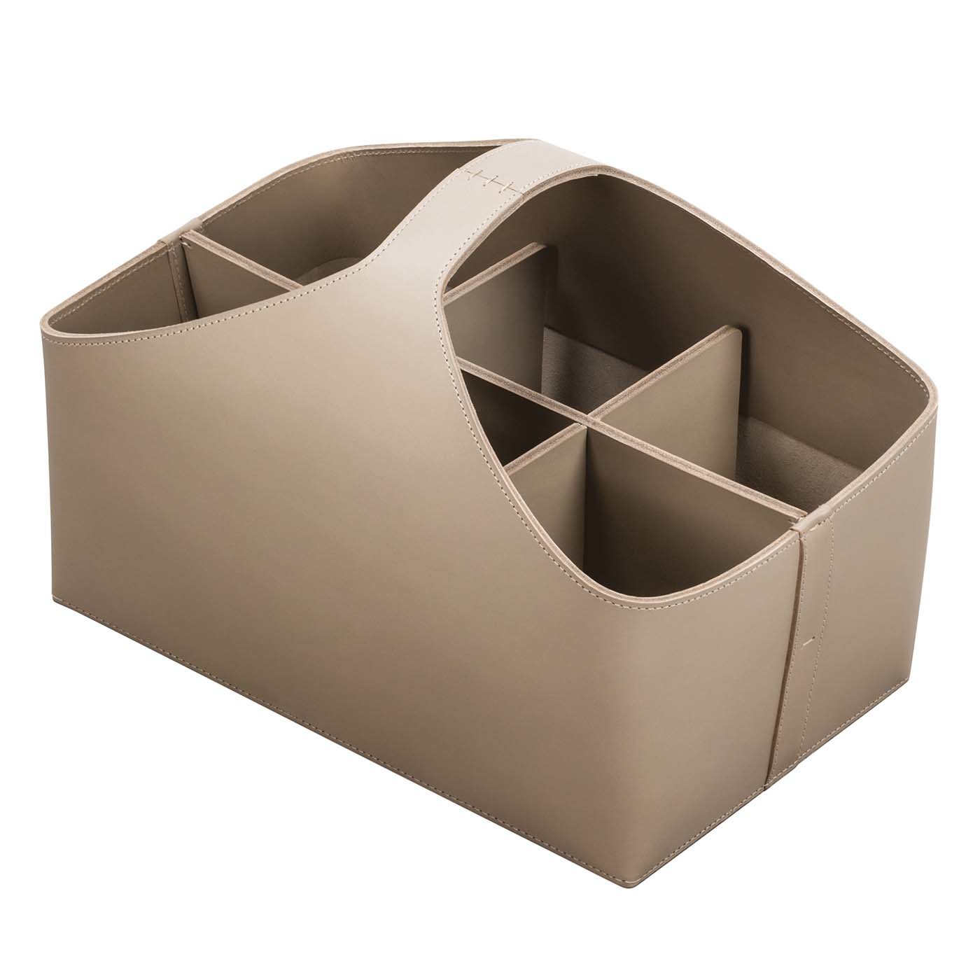 Arco Medium Caddy Basket with 6 Dividers in Sand Leather - Main view