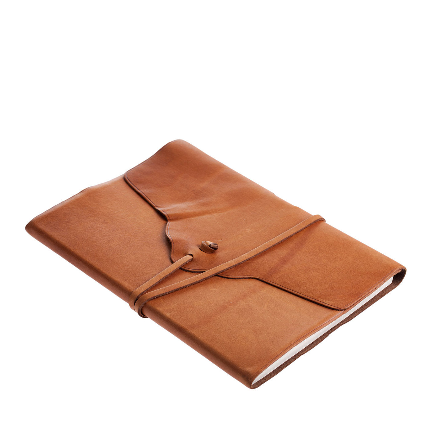 Cuaderno de piel marrón con encaje - Vista principal