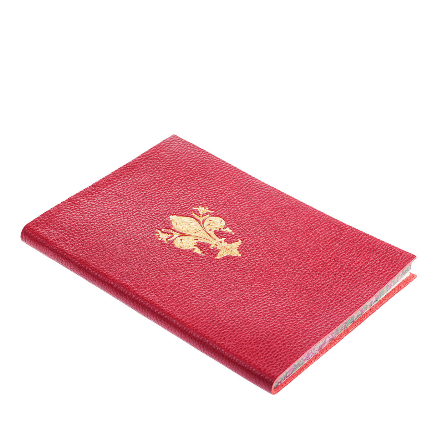 Gold Lily Red Leder Notizbuch - Hauptansicht