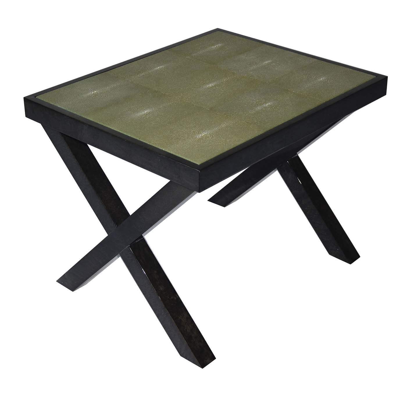 Green Shagreen Leather Side Table - Main view