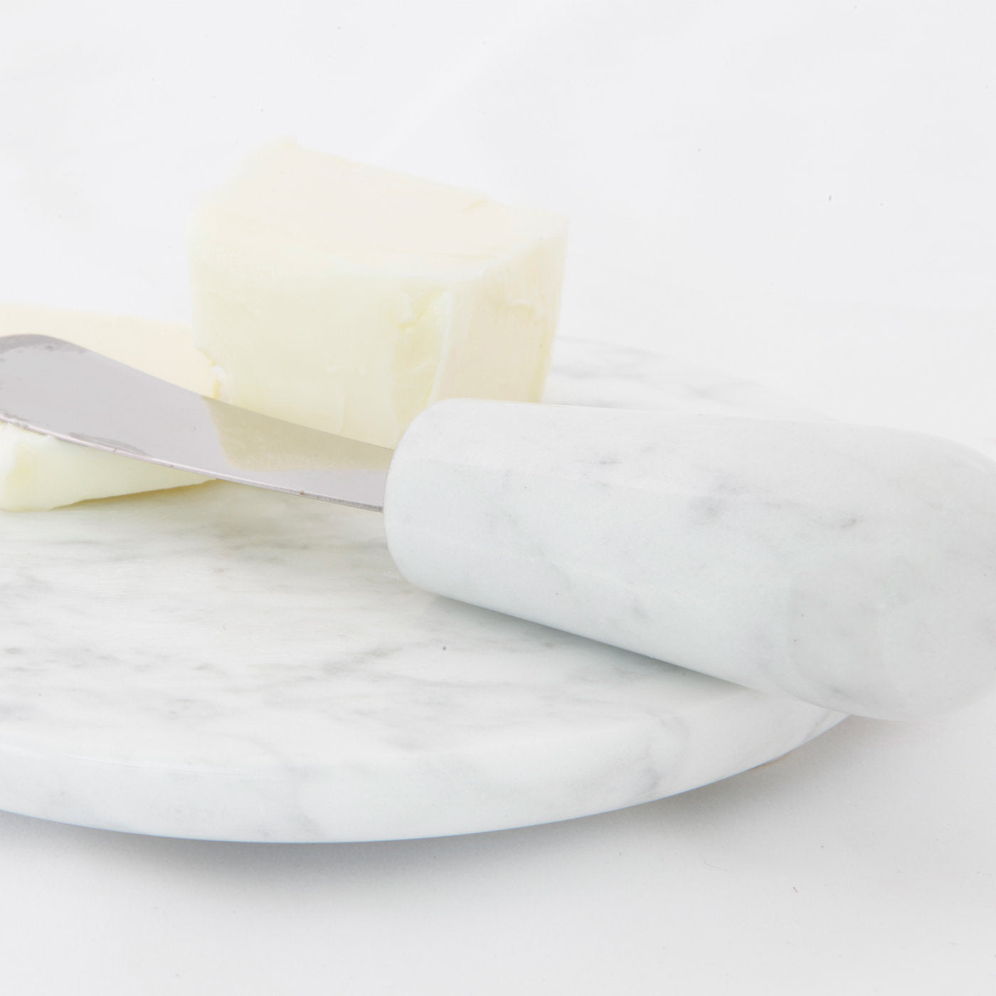 White Marble Set of Plate and Butter Knife - Alternative view 3