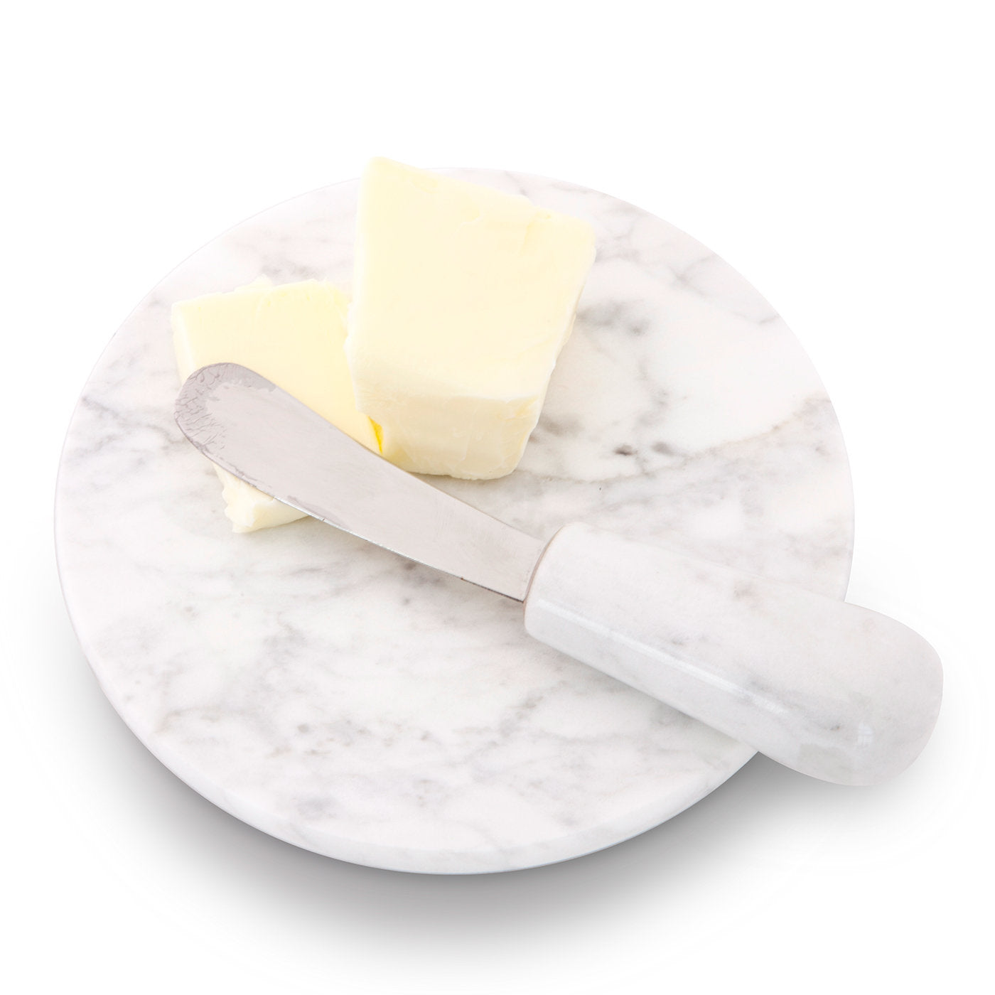 White Marble Set of Plate and Butter Knife - Alternative view 4