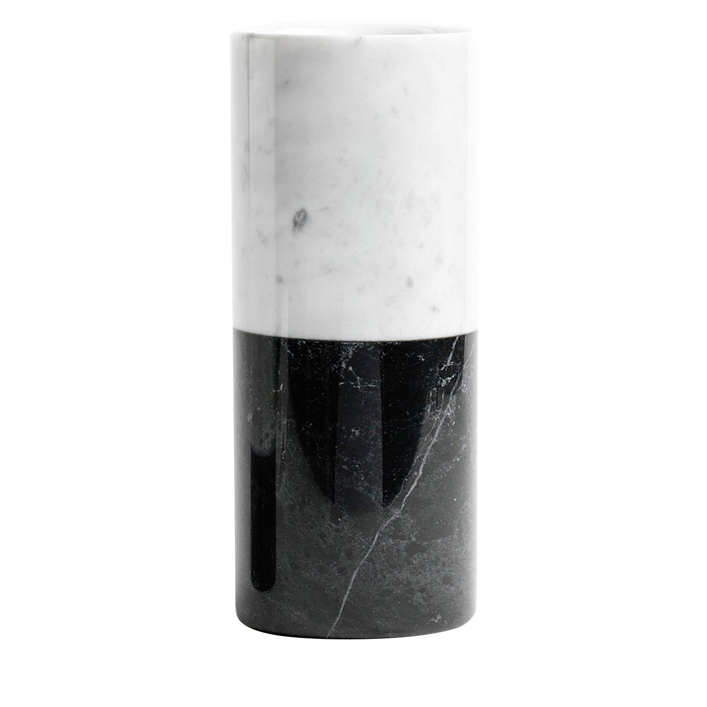 Black and White Marble Cylindrical Vase - Main view
