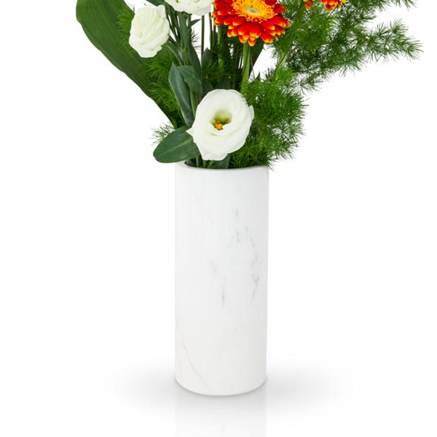 Zylindrische Vase aus weißem Marmor - Alternative Ansicht 1