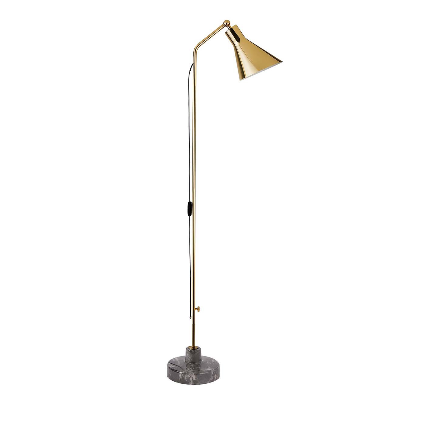 Alzabile Brass and Gray Floor Lamp by Ignazio Gardella - Main view