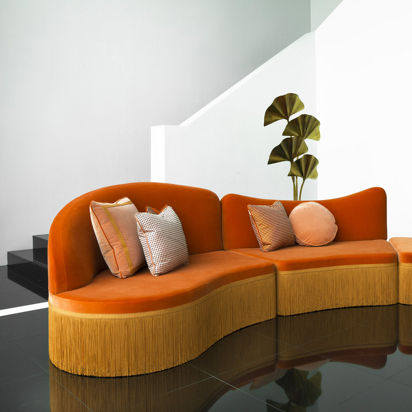 Wave Orange 3-Piece Sectional Sofa #1 - Alternative view 3