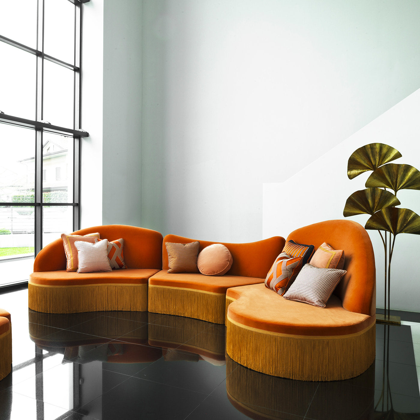 Wave Orange 3-Piece Sectional Sofa #2 - Alternative view 1