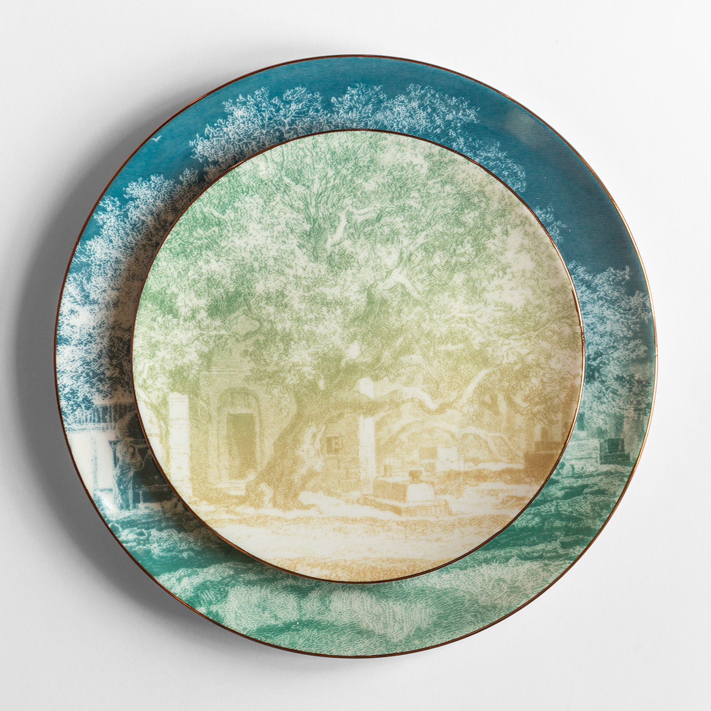 Galtaji Set Of 2 Porcelain Dessert Plates With Landscape #1 - Alternative view 1